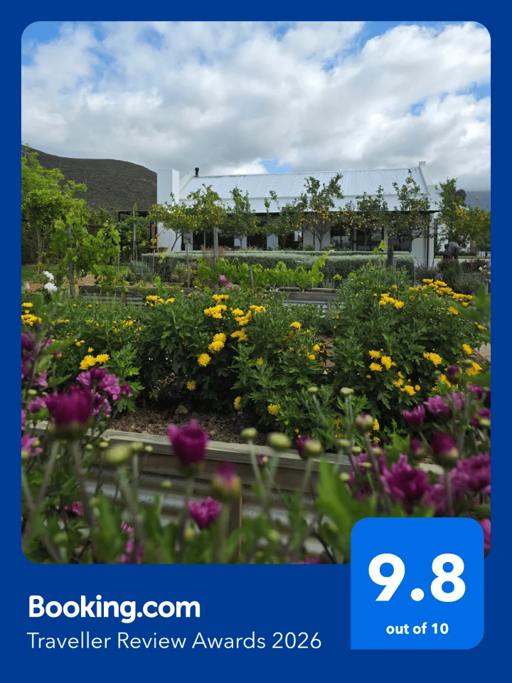Booking.com Traveller Review Award 2026 for Flute Cottage, rated 9.8 out of 10